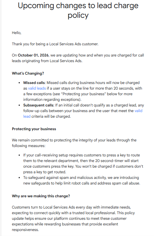 Google Lsa がその後の通話に応答しなかった