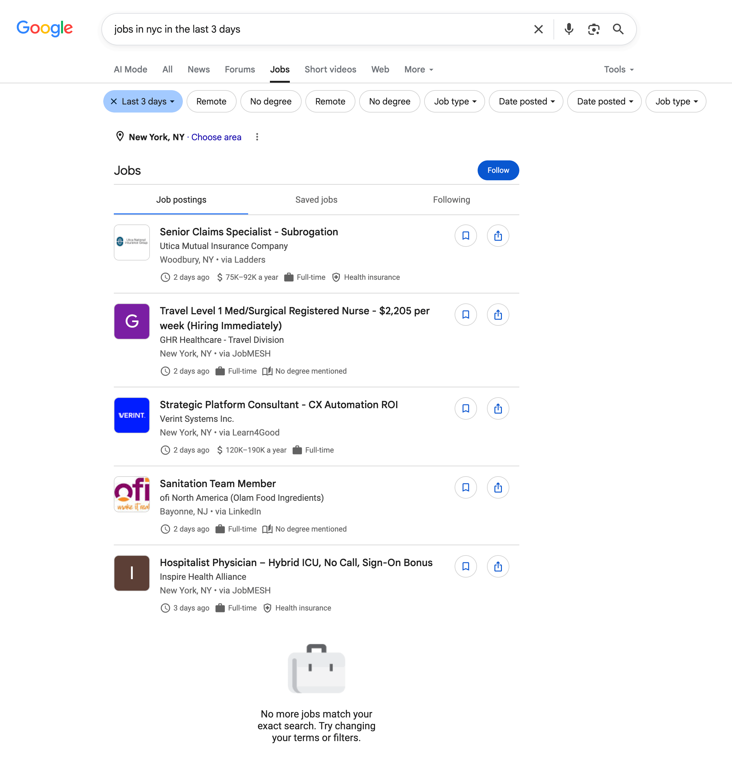 Google しごと検索 3 日間