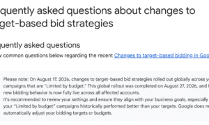 Google 広告 8 月 17 日の目標に基づく入札の更新は 8 月 27 日に終了
