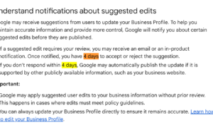 Google ビジネス プロフィールではユーザーの編集を拒否するのに 4 日間の猶予が与えられています