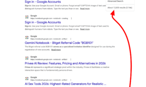 Gemini ノートブックのページが Google 検索にスパム行為を行っている