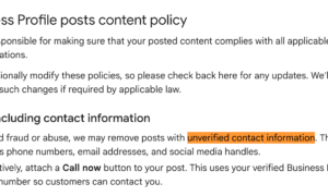 Google Postが未確認の連絡先情報を取り締まる