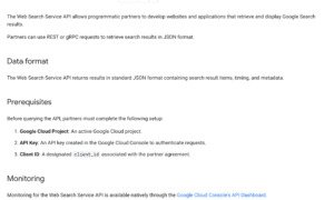 Google ウェブ検索サービス API ドキュメントが削除されました