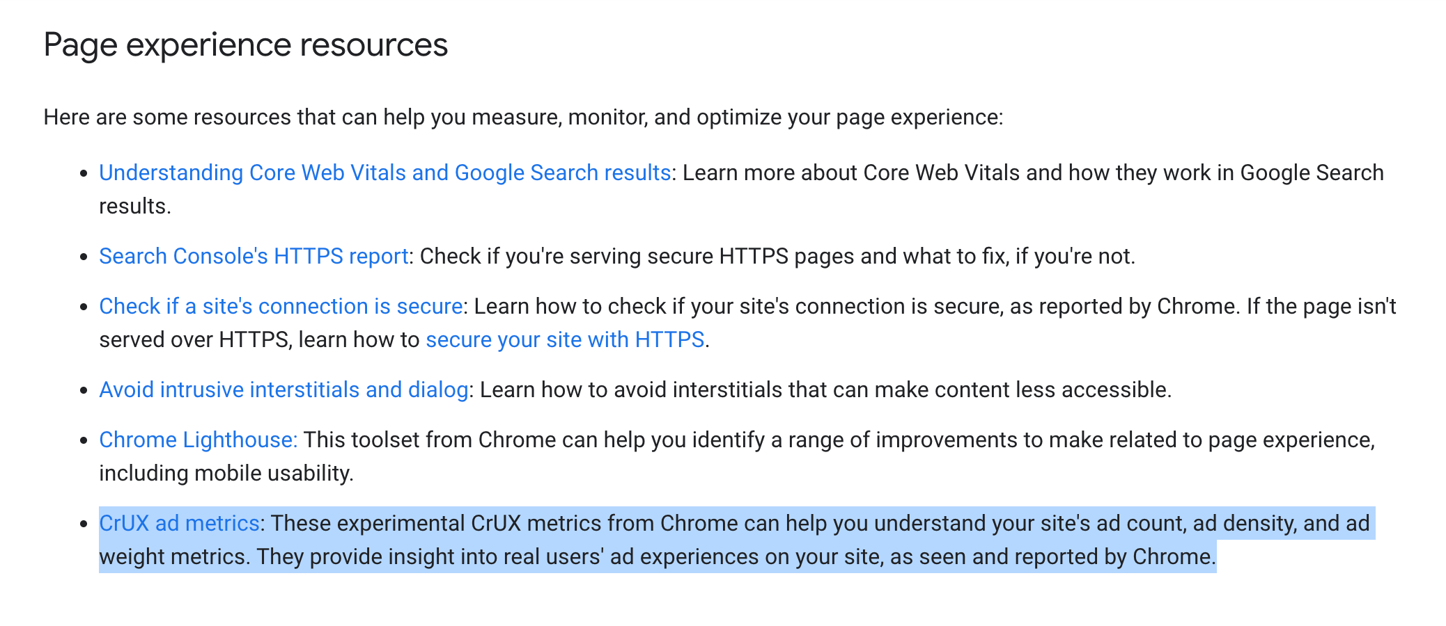 Google Page Experienceの重要な広告指標