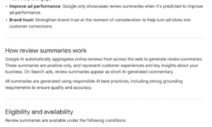 Google 広告 AI が生成したレビュー概要のヘルプドキュメント