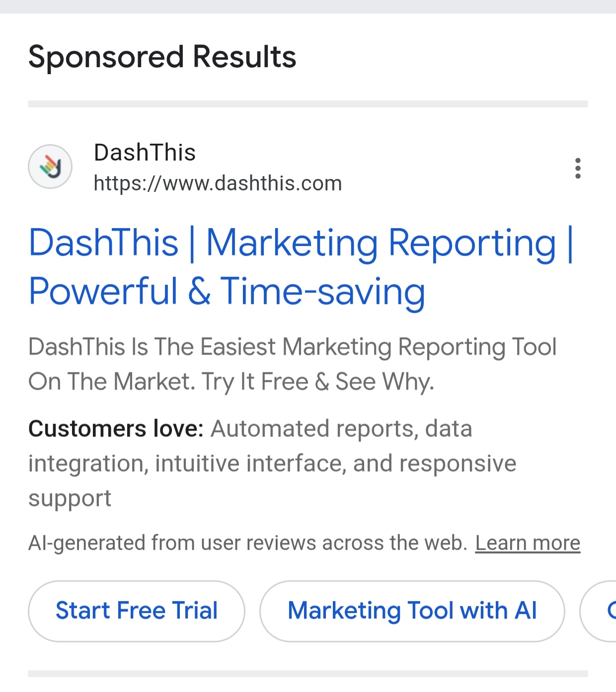 Google 広告 AI が生成したストア評価レビュー