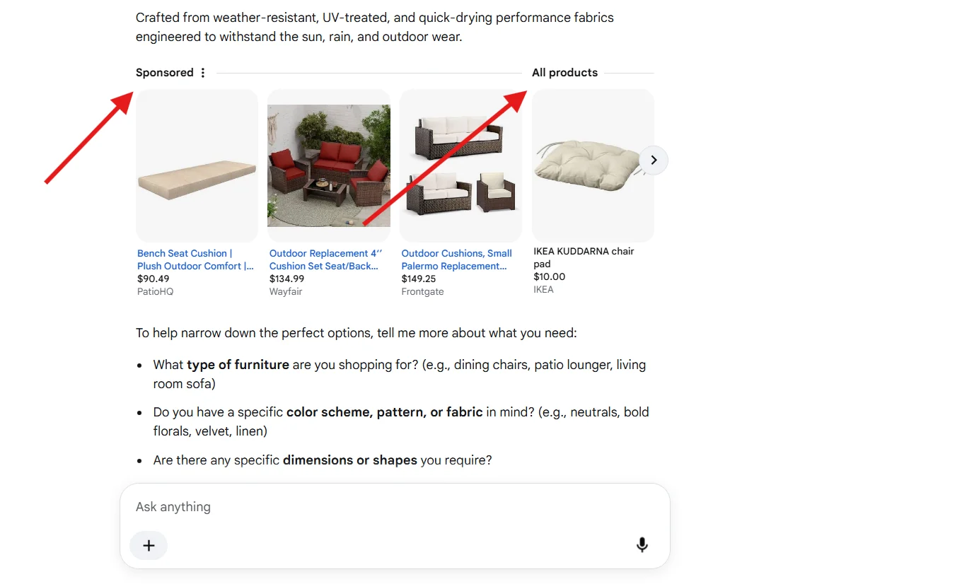 Google Ai モード すべての製品 スポンサー プロダクト