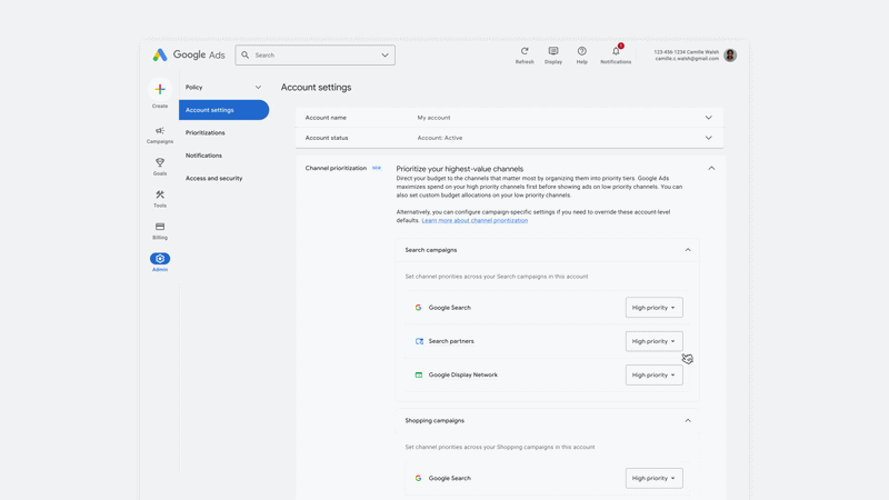 新しい Google 広告コントロール: チャネルの優先順位付けと予算の割り当て